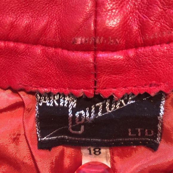 Arin Couture Ltd. Red leather vintage pants sz18/ lined/not hemmed/high waisted - Picture 3 of 15